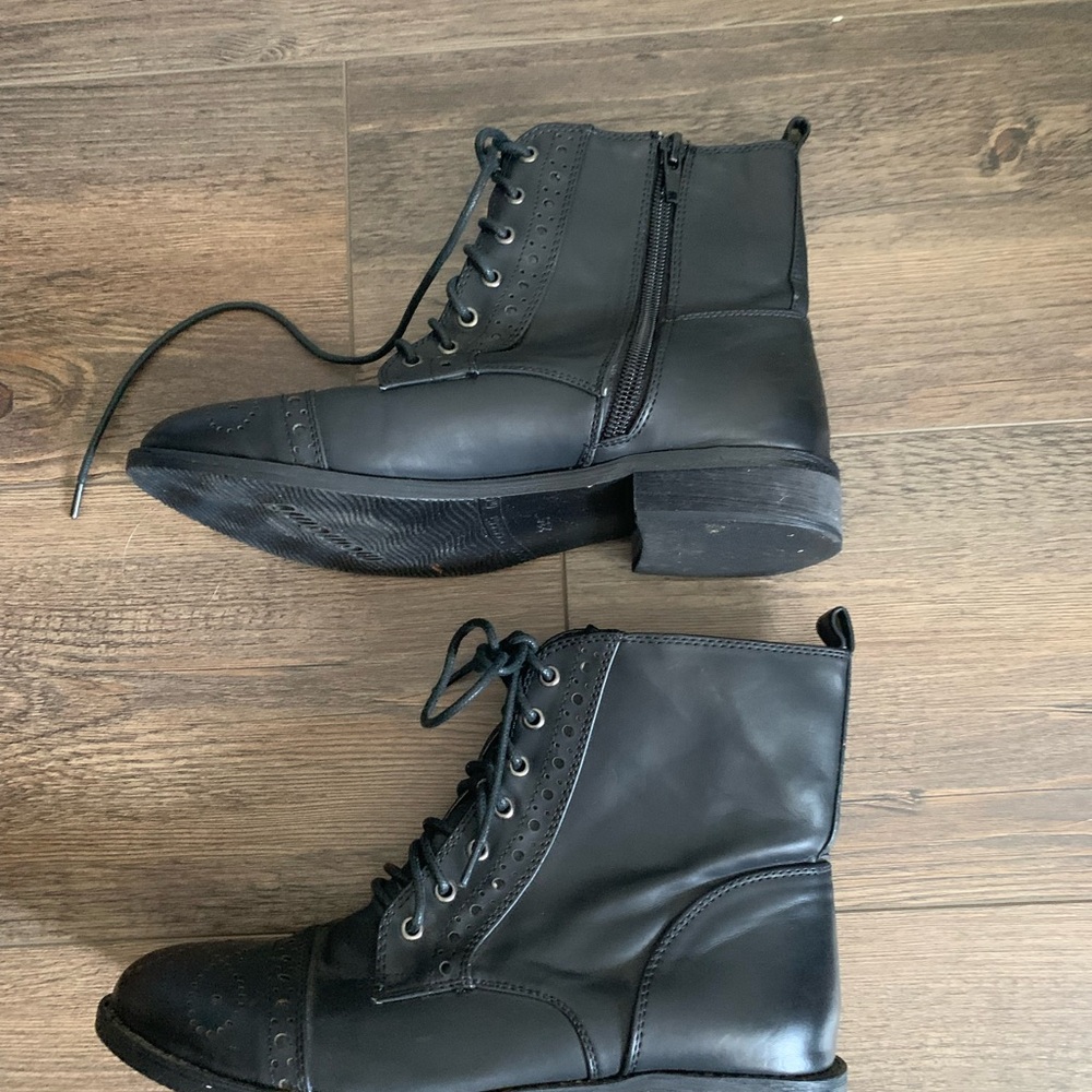 Black Lace-Up Ankle Boots - Picture 7 of 13